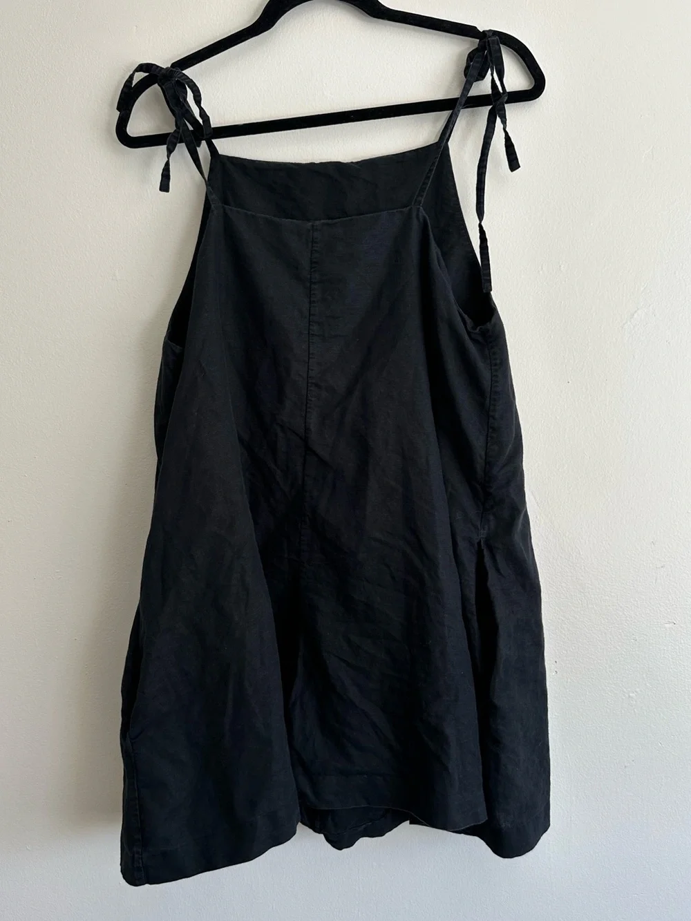 COS Black Tie-Shoulder Linen Romper